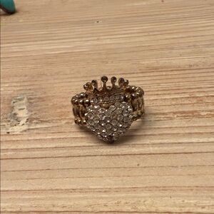 Gold and Silver Crown Heart Ring